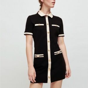 Maje Black Knit Polo Dress